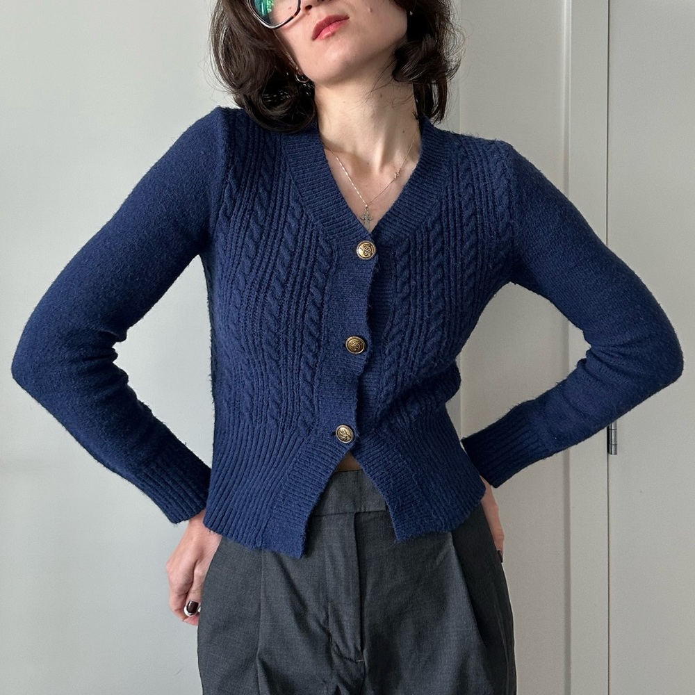 Navy Blue Vintage Cardigan